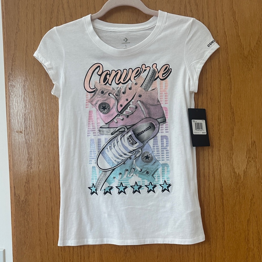 Converse White Tee with Pastel Graphic